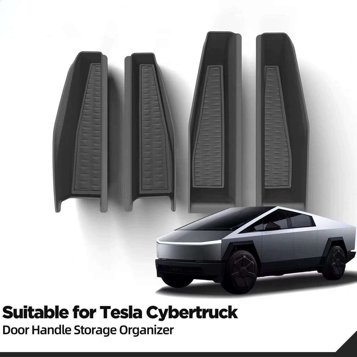 EVKITT Door Handle Storage Box Organizer for Tesla Cybertruck 2024–2025 (Not 2026) – Front & Rear Door Storage Trays ABS
