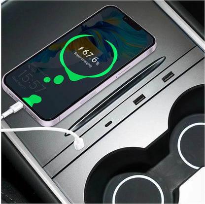 EVKITT for Tesla Model 3 Model Y 2021-2023 USB & Type-C Charging Ports Fast Charge Dashboard Expansion Adapter Multi-Port Interior Accessory