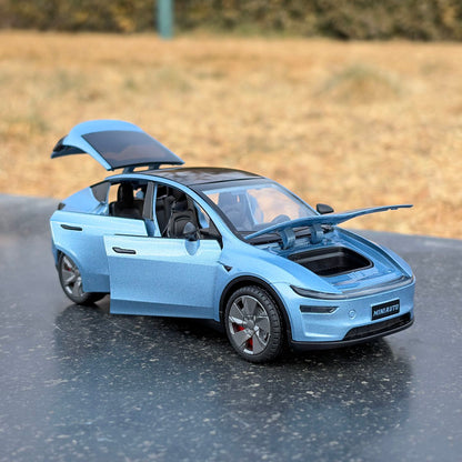 EVKITT Diecast Metal Toy Car Model Collectible Miniature Vehicle for Tesla Model Y Juniper (Premium Diecast Zinc Alloy & High-Impact Polymer, 1:32 Scale Sound & Light 1PCS)