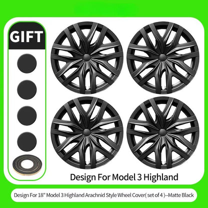 EVKITT 4PCS for Model 3 Highland 2024+Prese Wheel Cover 18 Inch Hubcap Arachnid Style Wheel Cover Rim Hubcaps Car Protection for Tesla