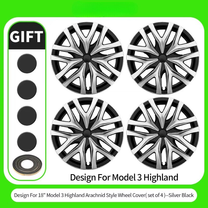 EVKITT 4PCS for Model 3 Highland 2024+Prese Wheel Cover 18 Inch Hubcap Arachnid Style Wheel Cover Rim Hubcaps Car Protection for Tesla