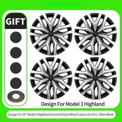 EVKITT 4PCS for Model 3 Highland 2024+Prese Wheel Cover 18 Inch Hubcap Arachnid Style Wheel Cover Rim Hubcaps Car Protection for Tesla