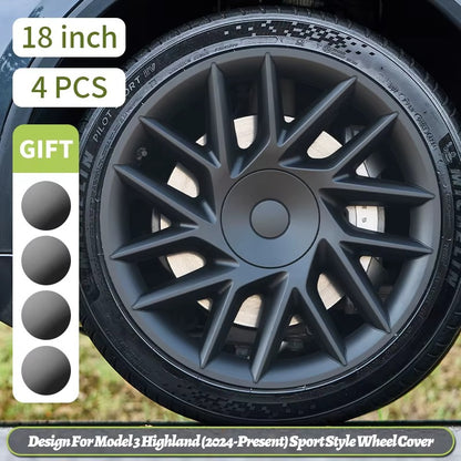 EVKITT 4PCS for Model3 Highland 2024-2026 18 Inch Sport Performance Wheel Cap Automobile Full Rim Cover Accessories Design for Tesla