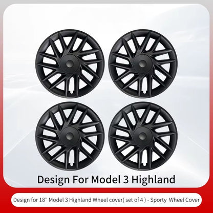 EVKITT 4PCS for Model3 Highland 2024-2026 18 Inch Sport Performance Wheel Cap Automobile Full Rim Cover Accessories Design for Tesla