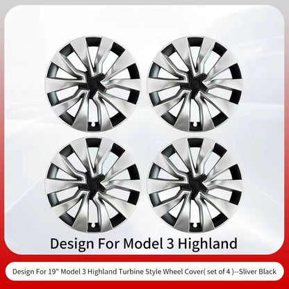 EVKITT 4PCS For Model3 Highland 2024-2026 19 Inch Sport Performance Wheel Cap Automobile Full Rim Cover Accessories Design For Tesla