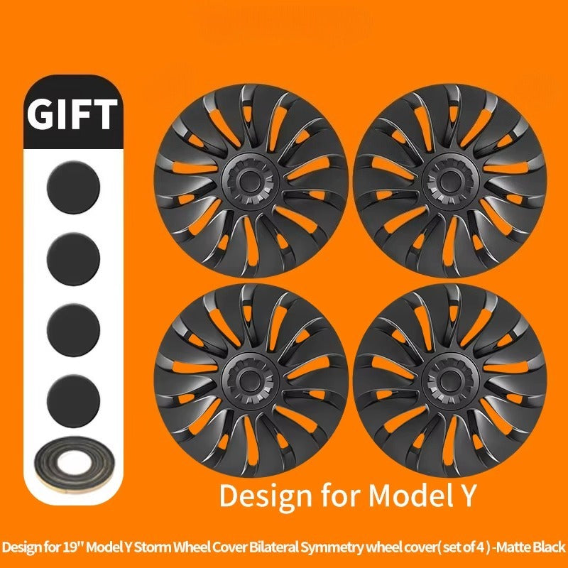 EVKITT 4PCS for Model Y 2020-2024 19 Inch Storm Style Wheel Cover Performance Replacement Hubcap Full Rim Cover Accessorie for Tesla