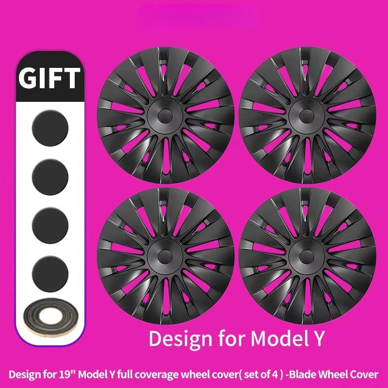 EVKITT 4PCS for Model Y 2020-2024 19 Inch Storm Style Wheel Cover Performance Replacement Hubcap Full Rim Cover Accessorie for Tesla
