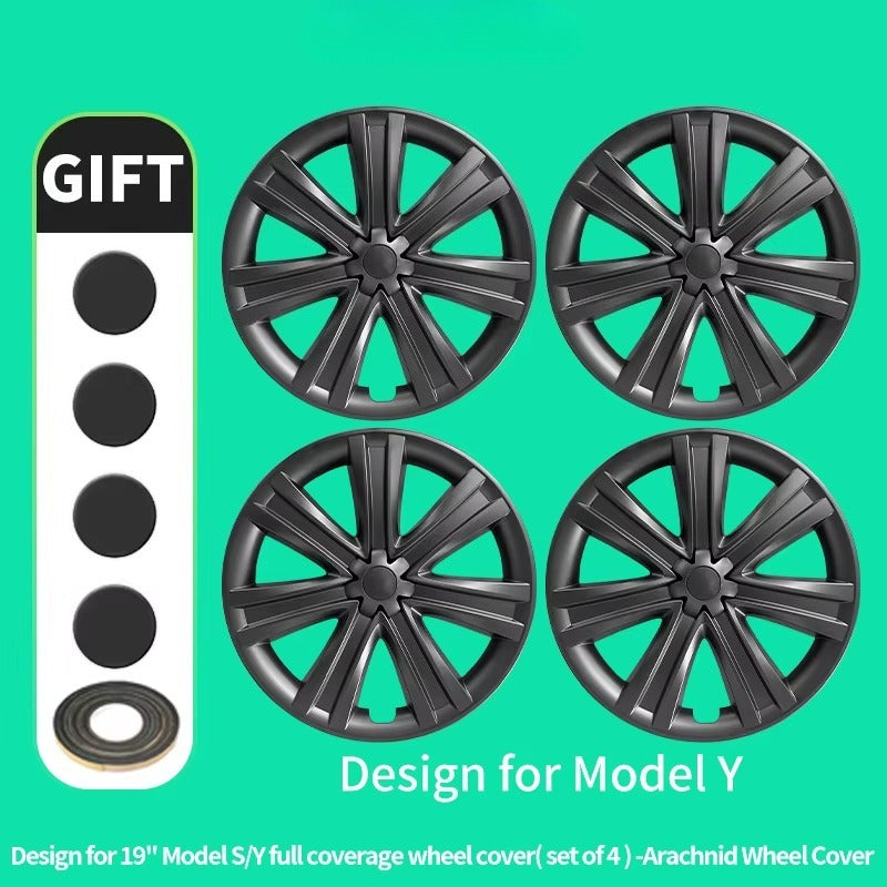 EVKITT 4PCS for Model Y 2020-2024 19 Inch Storm Style Wheel Cover Performance Replacement Hubcap Full Rim Cover Accessorie for Tesla