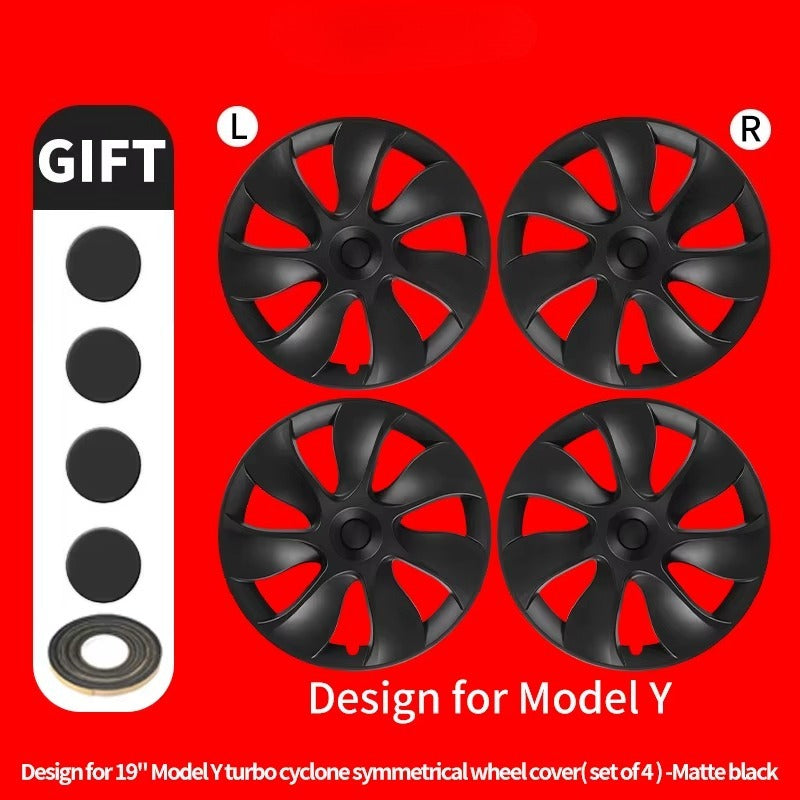 EVKITT 4PCS for Model Y 2020-2024 19 Inch Storm Style Wheel Cover Performance Replacement Hubcap Full Rim Cover Accessorie for Tesla