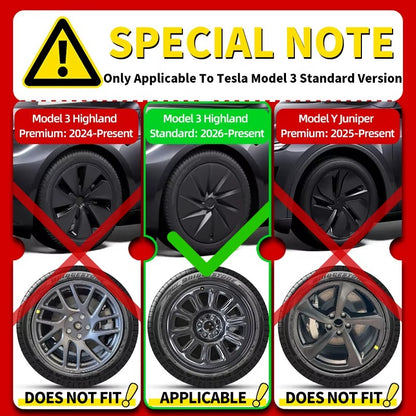 EVKITT 4PCS for Tesla 2026 Model 3 Highland Standard 18 Hub Caps, Full Rim Covers Replacement Wheel Cover Accessories for Standard Edition