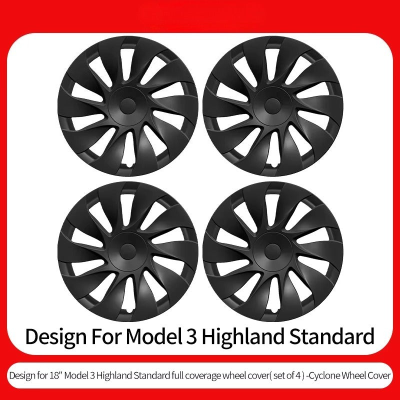 EVKITT 4PCS for Tesla 2026 Model 3 Highland Standard 18 Hub Caps, Full Rim Covers Replacement Wheel Cover Accessories for Standard Edition