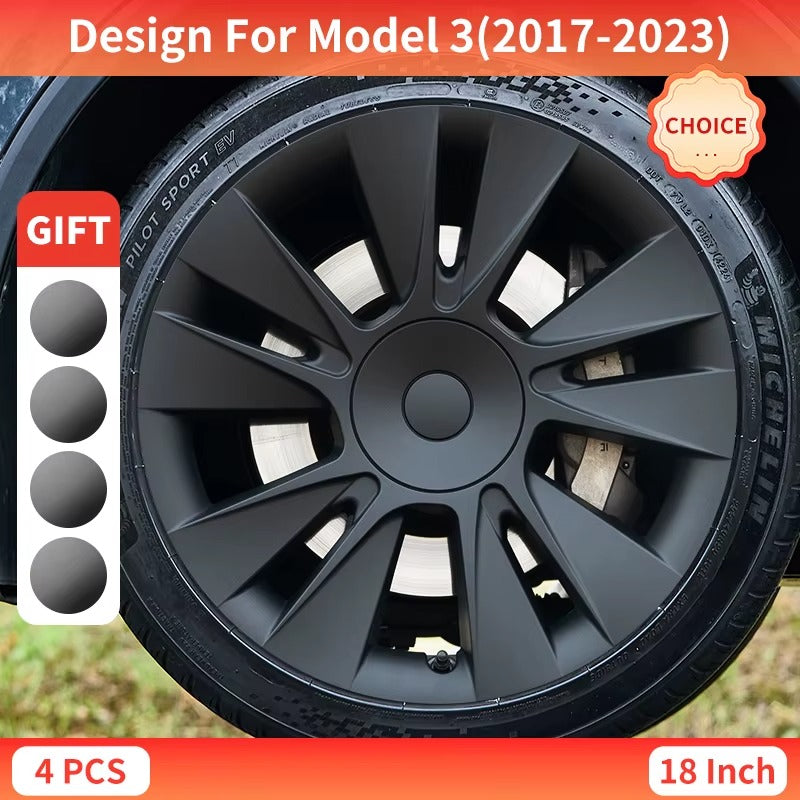 EVKITT 4PCS for Model 3 2017-2023 18 Inch Knife Wheel Cover Hubcaps Whirl Cap Rim Cover Replacement Wheel Cap Accessories for Tesla