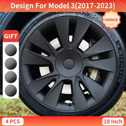 EVKITT 4PCS for Model 3 2017-2023 18 Inch Knife Wheel Cover Hubcaps Whirl Cap Rim Cover Replacement Wheel Cap Accessories for Tesla