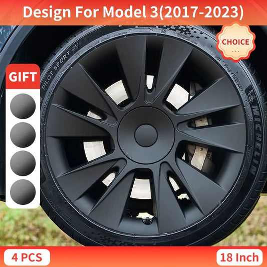 EVKITT 4PCS for Model 3 2017-2023 18 Inch Knife Wheel Cover Hubcaps Whirl Cap Rim Cover Replacement Wheel Cap Accessories for Tesla