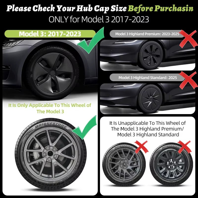EVKITT 4PCS for Model 3 2017-2023 18 Inch Knife Wheel Cover Hubcaps Whirl Cap Rim Cover Replacement Wheel Cap Accessories for Tesla