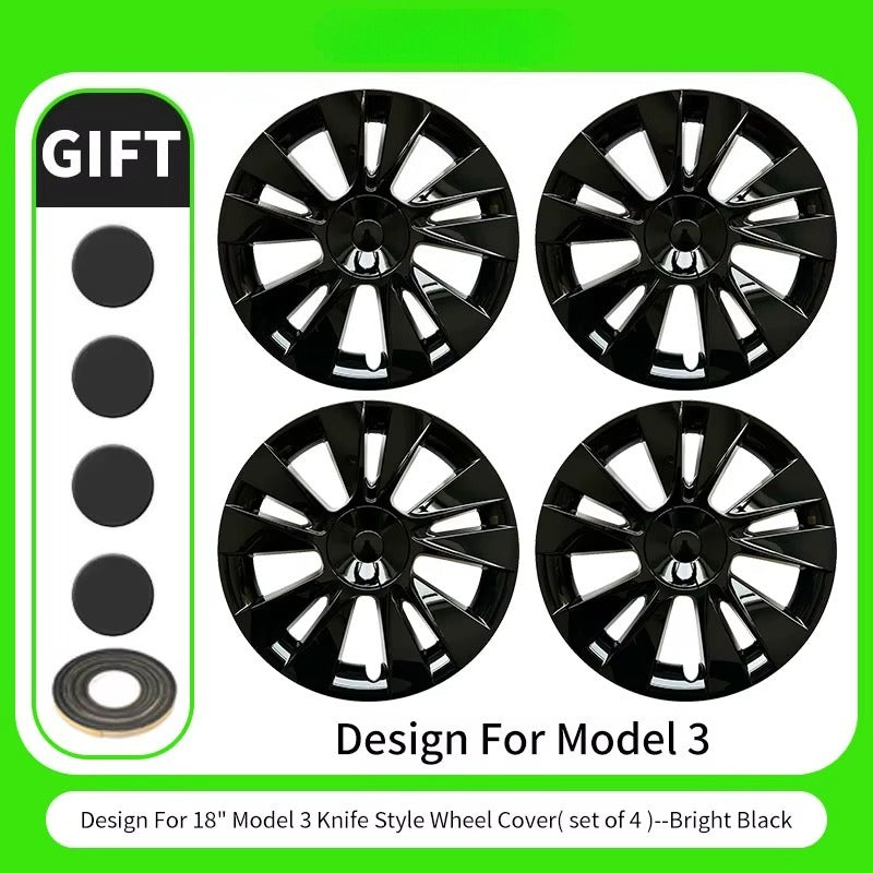 EVKITT 4PCS for Model 3 2017-2023 18 Inch Knife Wheel Cover Hubcaps Whirl Cap Rim Cover Replacement Wheel Cap Accessories for Tesla
