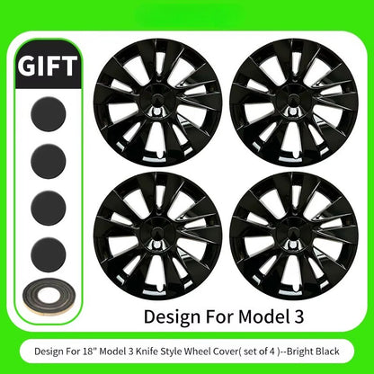 EVKITT 4PCS for Model 3 2017-2023 18 Inch Knife Wheel Cover Hubcaps Whirl Cap Rim Cover Replacement Wheel Cap Accessories for Tesla