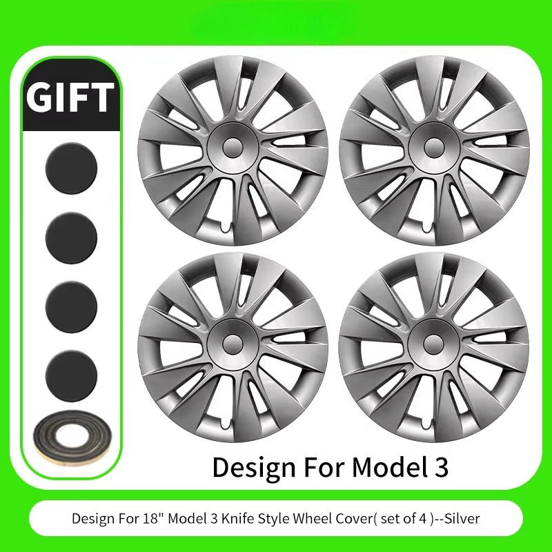 EVKITT 4PCS for Model 3 2017-2023 18 Inch Knife Wheel Cover Hubcaps Whirl Cap Rim Cover Replacement Wheel Cap Accessories for Tesla