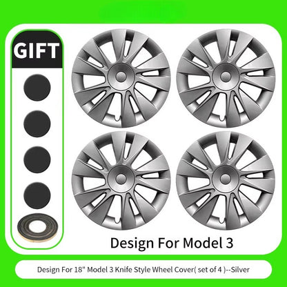 EVKITT 4PCS for Model 3 2017-2023 18 Inch Knife Wheel Cover Hubcaps Whirl Cap Rim Cover Replacement Wheel Cap Accessories for Tesla