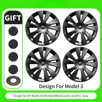 EVKITT 4PCS for Model 3 2017-2023 18 Inch Knife Wheel Cover Hubcaps Whirl Cap Rim Cover Replacement Wheel Cap Accessories for Tesla