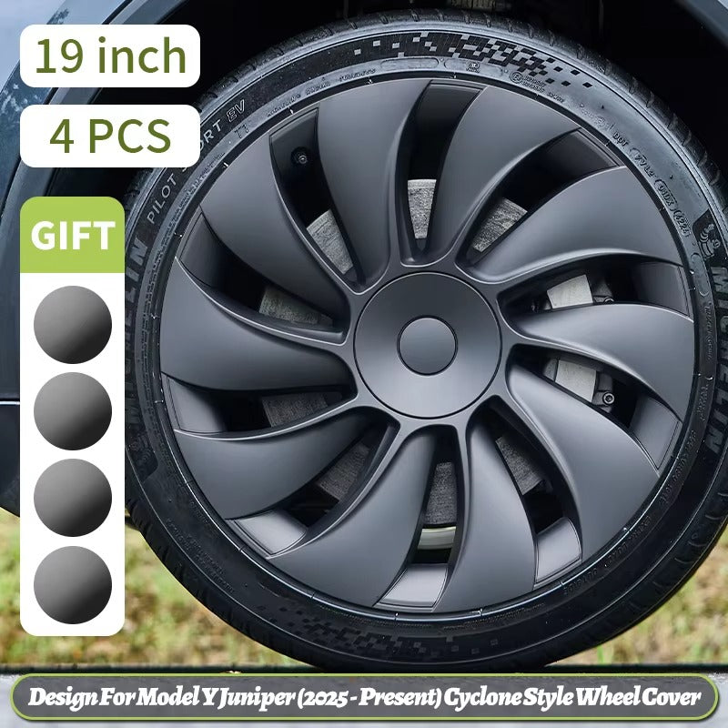 EVKITT 4PCS for Tesla Model Y 2025-2026 Juniper 19 Inch Smooth Style Hubcap Hub Cap Full Rim Cover Replacement Wheel Cap Accessories