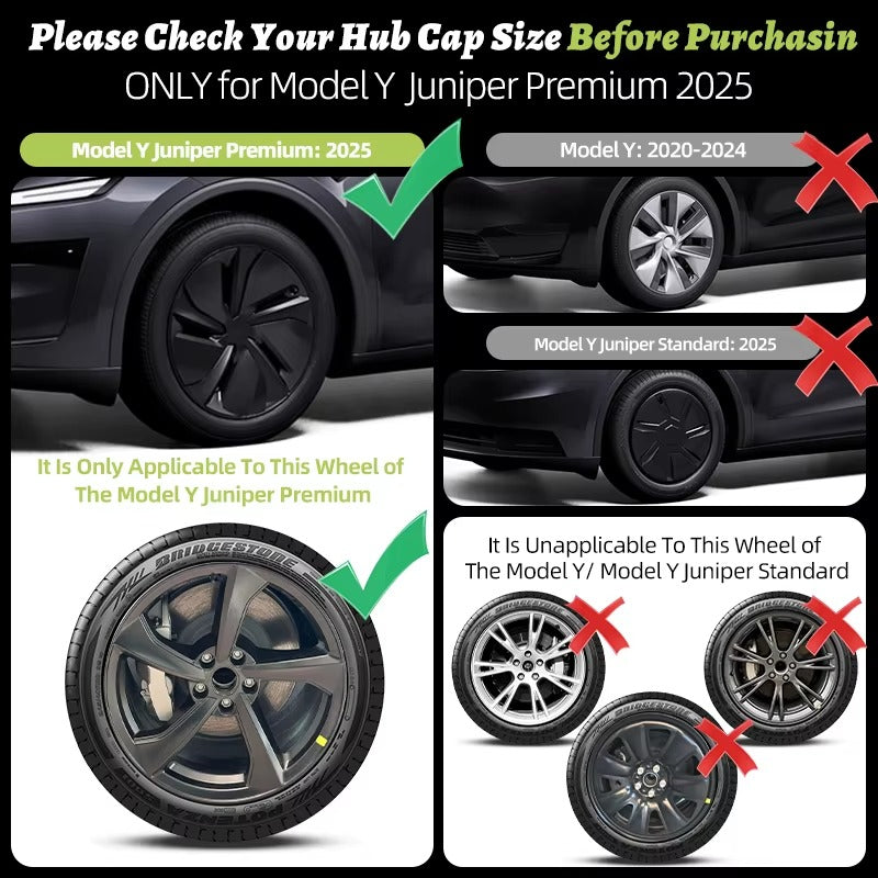 EVKITT 4PCS for Tesla Model Y 2025-2026 Juniper 19 Inch Smooth Style Hubcap Hub Cap Full Rim Cover Replacement Wheel Cap Accessories