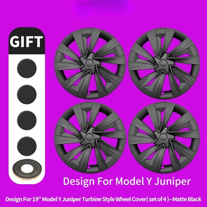 EVKITT 4PCS for Tesla Model Y 2025-2026 Juniper 19 Inch Smooth Style Hubcap Hub Cap Full Rim Cover Replacement Wheel Cap Accessories