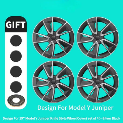 EVKITT 4PCS for Tesla Model Y 2025-2026 Juniper 19 Inch Smooth Style Hubcap Hub Cap Full Rim Cover Replacement Wheel Cap Accessories