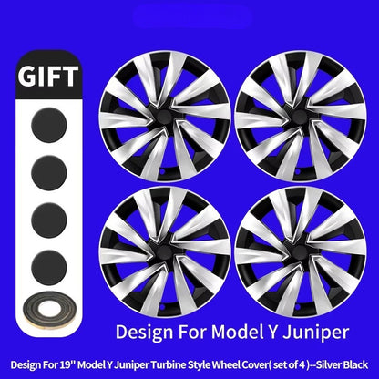 EVKITT 4PCS for Tesla Model Y 2025-2026 Juniper 19 Inch Smooth Style Hubcap Hub Cap Full Rim Cover Replacement Wheel Cap Accessories