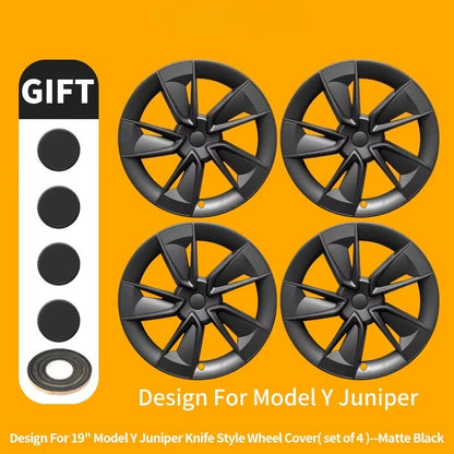 EVKITT 4PCS for Tesla Model Y 2025-2026 Juniper 19 Inch Smooth Style Hubcap Hub Cap Full Rim Cover Replacement Wheel Cap Accessories