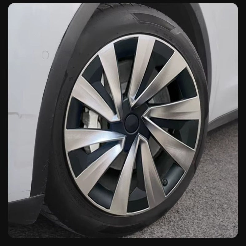 EVKITT 4PCS for New Model Y 2025-2026 Juniper 19in Turbine Style Hubcap Rim Cover Accessories Hub Cap Automobile Wheel Cap for Tesla