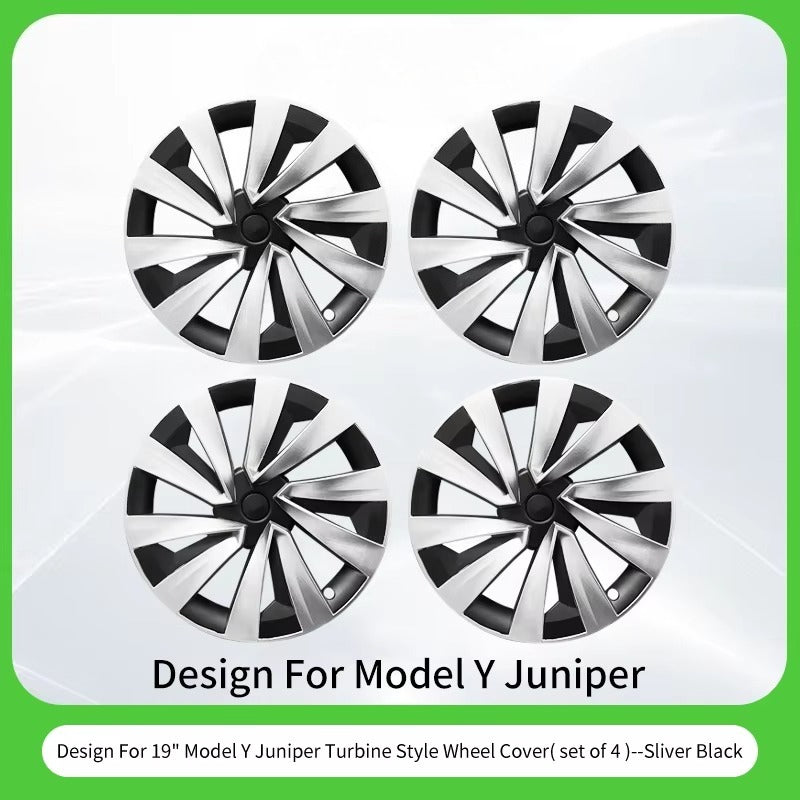EVKITT 4PCS for New Model Y 2025-2026 Juniper 19in Turbine Style Hubcap Rim Cover Accessories Hub Cap Automobile Wheel Cap for Tesla