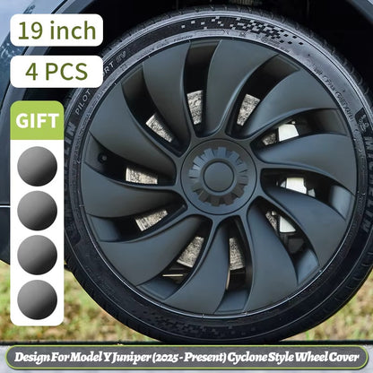 EVKITT 4PCS for New Model Y 2025-2026 Juniper 19in Turbine Texture Style Hubcap Rim Cover Accessories Hub Cap Automobile Wheel Cap