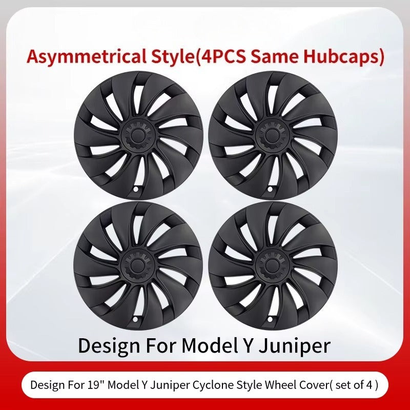 EVKITT 4PCS for New Model Y 2025-2026 Juniper 19in Turbine Texture Style Hubcap Rim Cover Accessories Hub Cap Automobile Wheel Cap