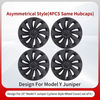 EVKITT 4PCS for New Model Y 2025-2026 Juniper 19in Turbine Texture Style Hubcap Rim Cover Accessories Hub Cap Automobile Wheel Cap