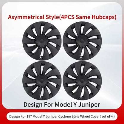 EVKITT 4PCS for New Model Y 2025-2026 Juniper 19in Turbine Texture Style Hubcap Rim Cover Accessories Hub Cap Automobile Wheel Cap