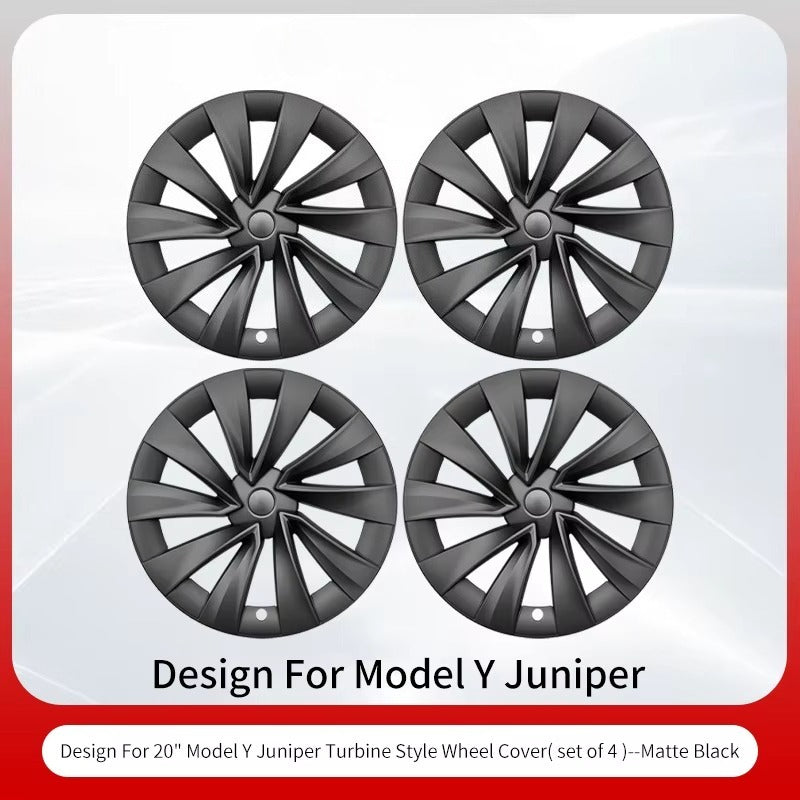 EVKITT 4PCS for New Model Y 2025-2026 Juniper 20 Inch 4PCS Turbine Style Silver Black Hubcap Rim Cover Hub Cap Wheel Cap for Tesla