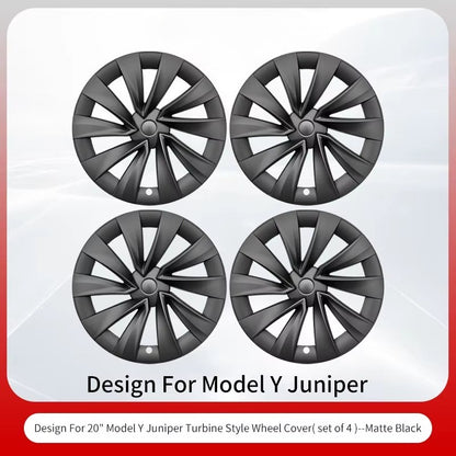 EVKITT 4PCS for New Model Y 2025-2026 Juniper 20 Inch 4PCS Turbine Style Silver Black Hubcap Rim Cover Hub Cap Wheel Cap for Tesla
