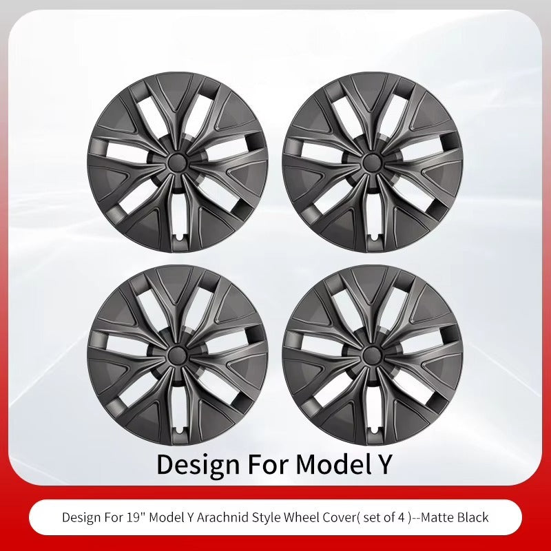 EVKITT 4pcs for Tesla 2020-2024 Model Y 19 inch Arachnid Web Hub Caps Car Hub Caps Full Rim Covers Replacement Wheel Cover Accessories