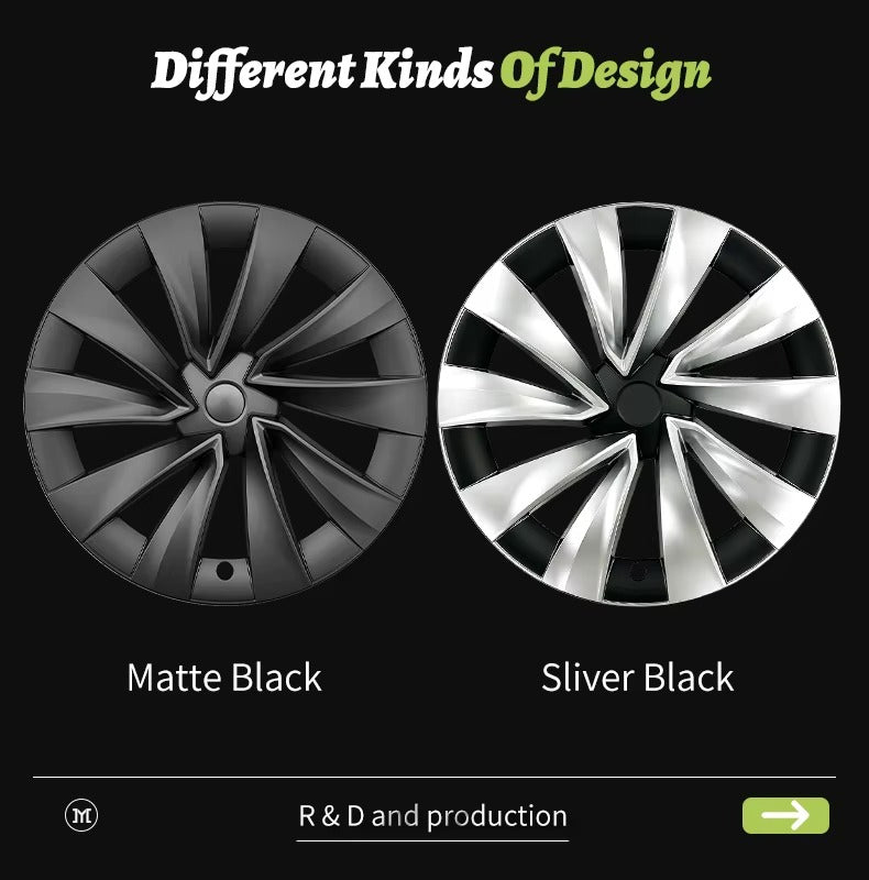 EVKITT 4PCS for New Model Y 2025-2026 Juniper 20 Inch 4PCS Turbine Style Black Hubcap Rim Cover Hub Cap Wheel Cap for Tesla