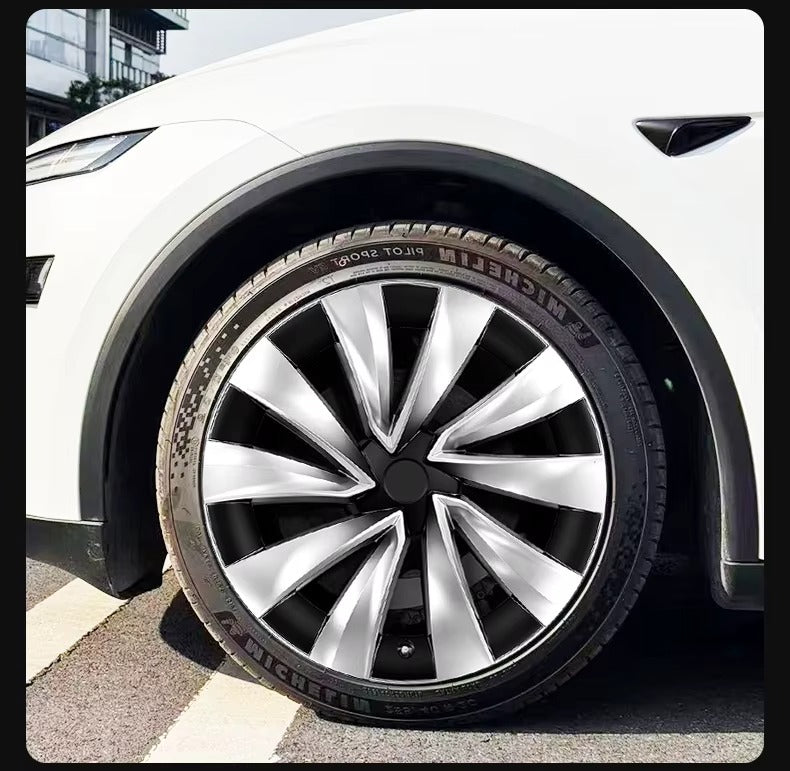 EVKITT 4PCS for New Model Y 2025-2026 Juniper 20 Inch 4PCS Turbine Style Black Hubcap Rim Cover Hub Cap Wheel Cap for Tesla
