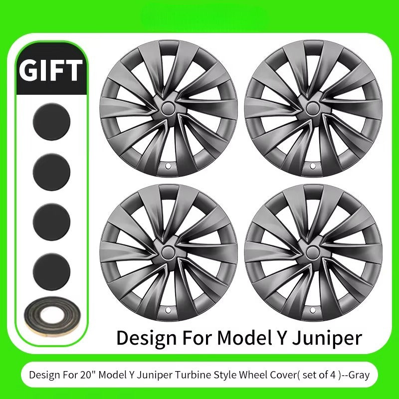 EVKITT 4PCS for New Model Y 2025-2026 Juniper 20 Inch 4PCS Turbine Style Black Hubcap Rim Cover Hub Cap Wheel Cap for Tesla