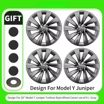 EVKITT 4PCS for New Model Y 2025-2026 Juniper 20 Inch 4PCS Turbine Style Black Hubcap Rim Cover Hub Cap Wheel Cap for Tesla