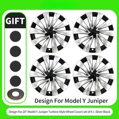EVKITT 4PCS for New Model Y 2025-2026 Juniper 20 Inch 4PCS Turbine Style Black Hubcap Rim Cover Hub Cap Wheel Cap for Tesla