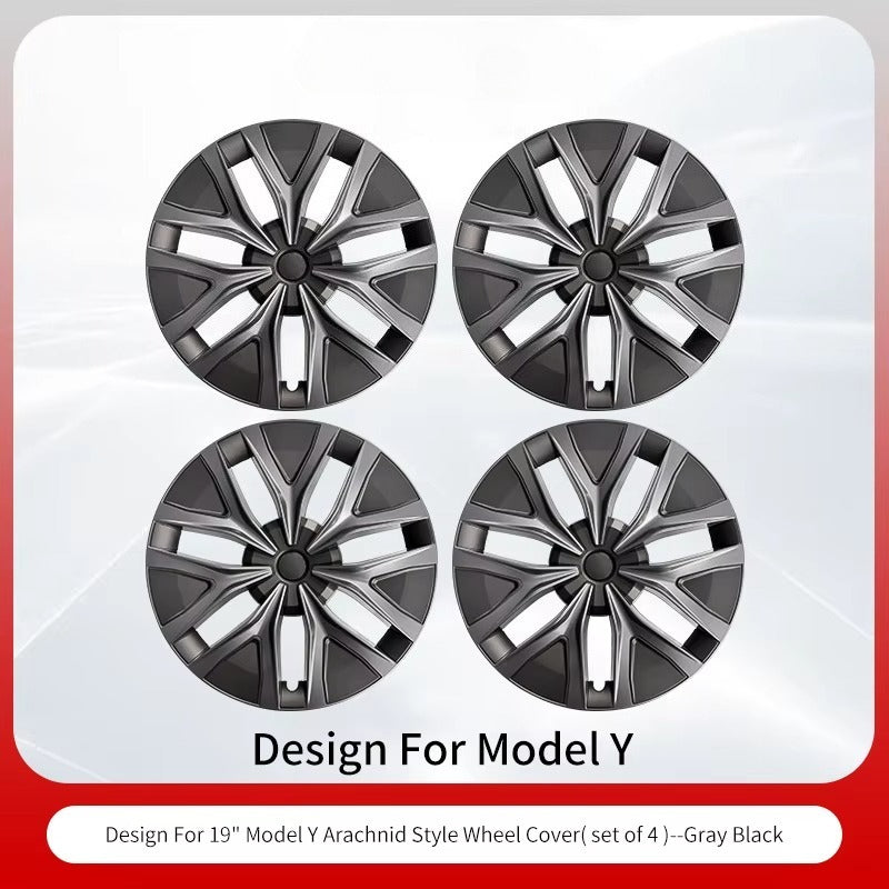 EVKITT 4pcs for Tesla 2020-2024 Model Y 19 inch Arachnid Web Hub Caps Car Hub Caps Full Rim Covers Replacement Wheel Cover Accessories