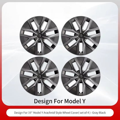 EVKITT 4pcs for Tesla 2020-2024 Model Y 19 inch Arachnid Web Hub Caps Car Hub Caps Full Rim Covers Replacement Wheel Cover Accessories