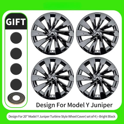 EVKITT 4PCS for New Model Y 2025-2026 Juniper 20 Inch 4PCS Turbine Style Black Hubcap Rim Cover Hub Cap Wheel Cap for Tesla