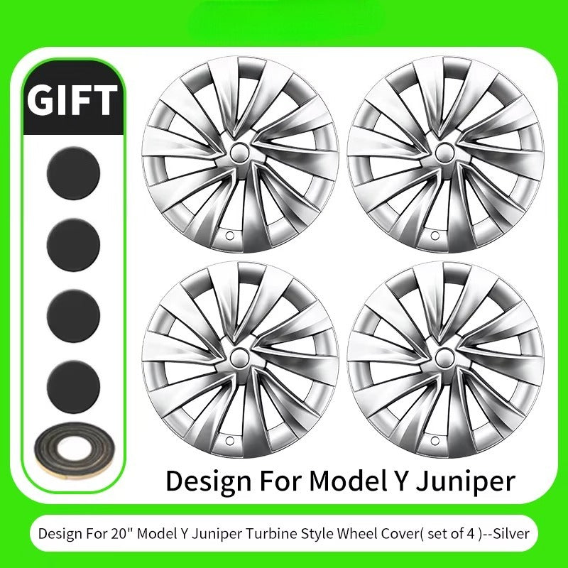 EVKITT 4PCS for New Model Y 2025-2026 Juniper 20 Inch 4PCS Turbine Style Black Hubcap Rim Cover Hub Cap Wheel Cap for Tesla