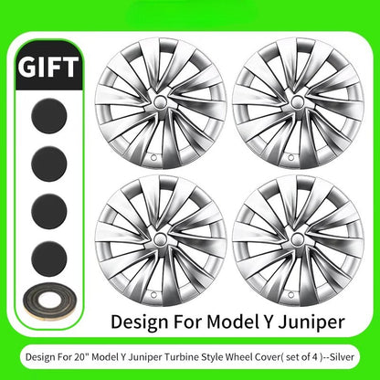 EVKITT 4PCS for New Model Y 2025-2026 Juniper 20 Inch 4PCS Turbine Style Black Hubcap Rim Cover Hub Cap Wheel Cap for Tesla