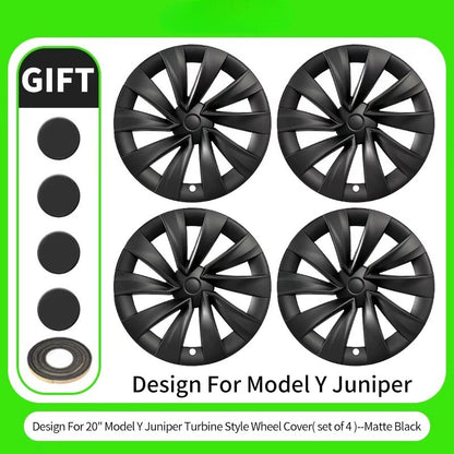 EVKITT 4PCS for New Model Y 2025-2026 Juniper 20 Inch 4PCS Turbine Style Black Hubcap Rim Cover Hub Cap Wheel Cap for Tesla